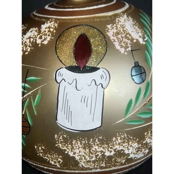 Vintage Large Christmas Ornament Nativity Scene Hand Painted Glass Glitter 5" - Picture 7 of 10